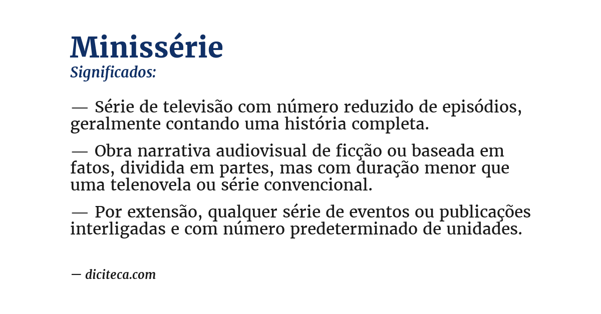 Significado de minissérie