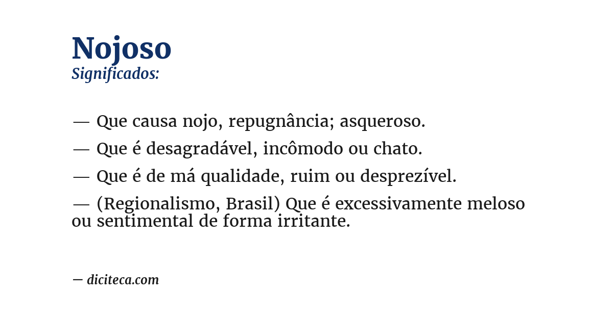 Significado de nojoso