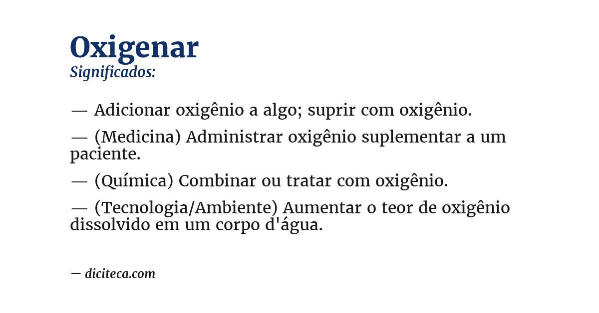 Significado de oxigenar
