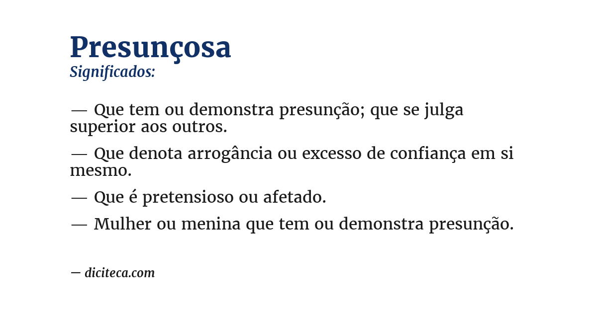 Significado de presunçosa