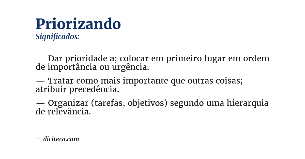 Significado de priorizando