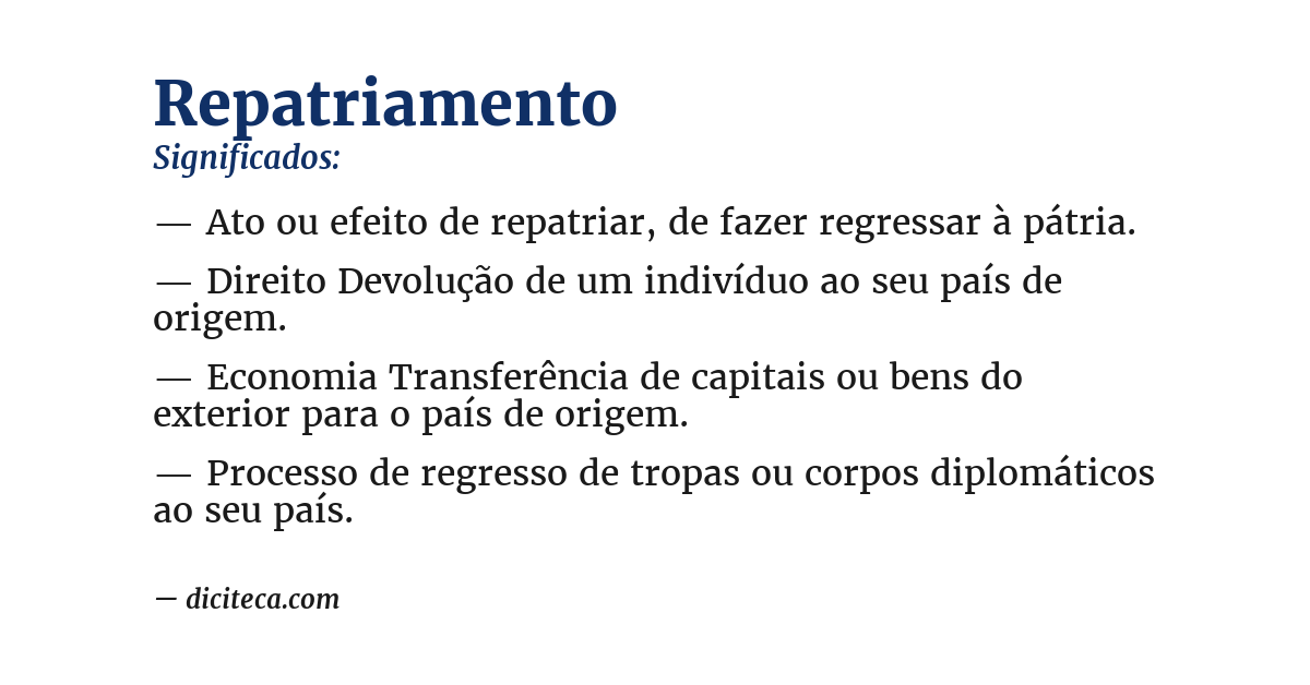 Significado de repatriamento