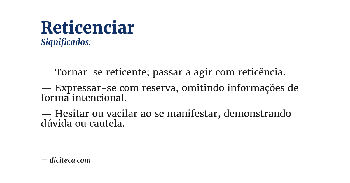 Significado de reticenciar