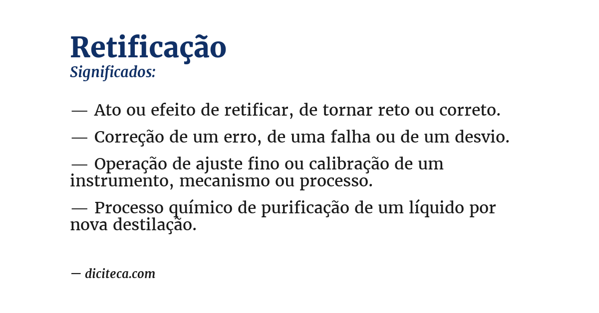 Significado de retificação