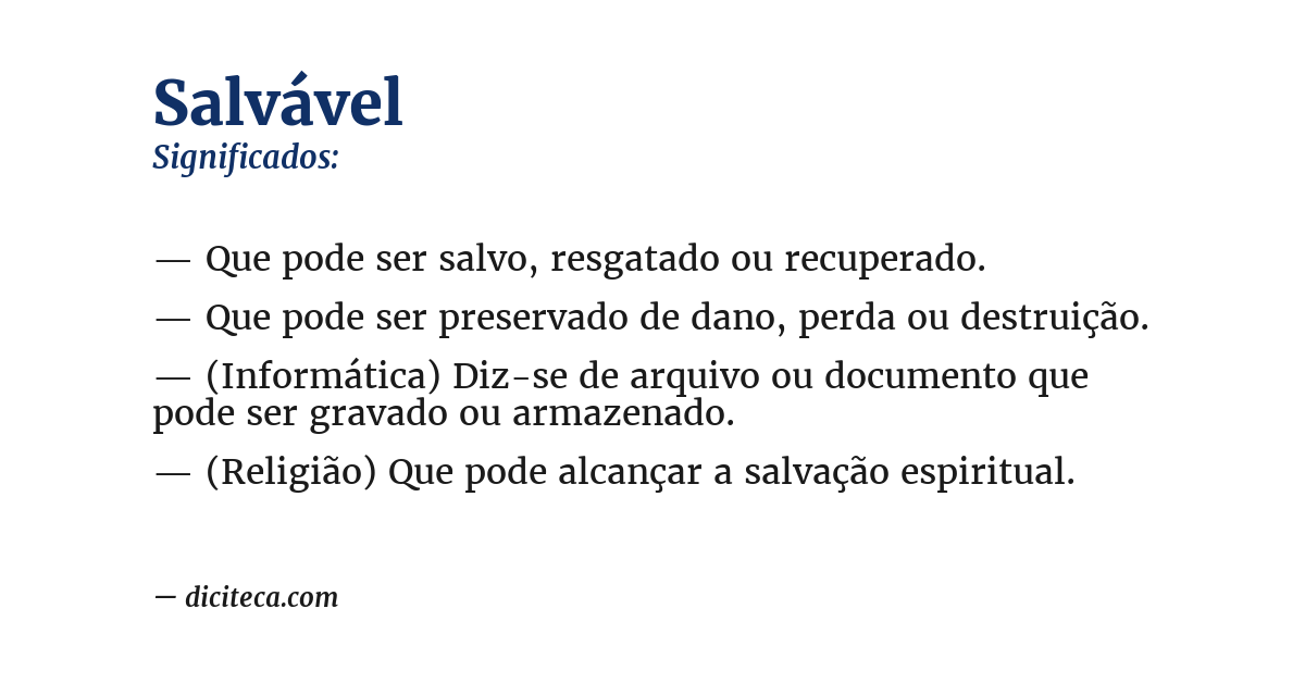 Significado de salvável