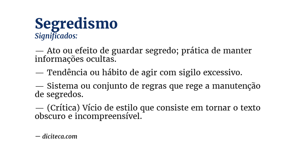 Significado de segredismo