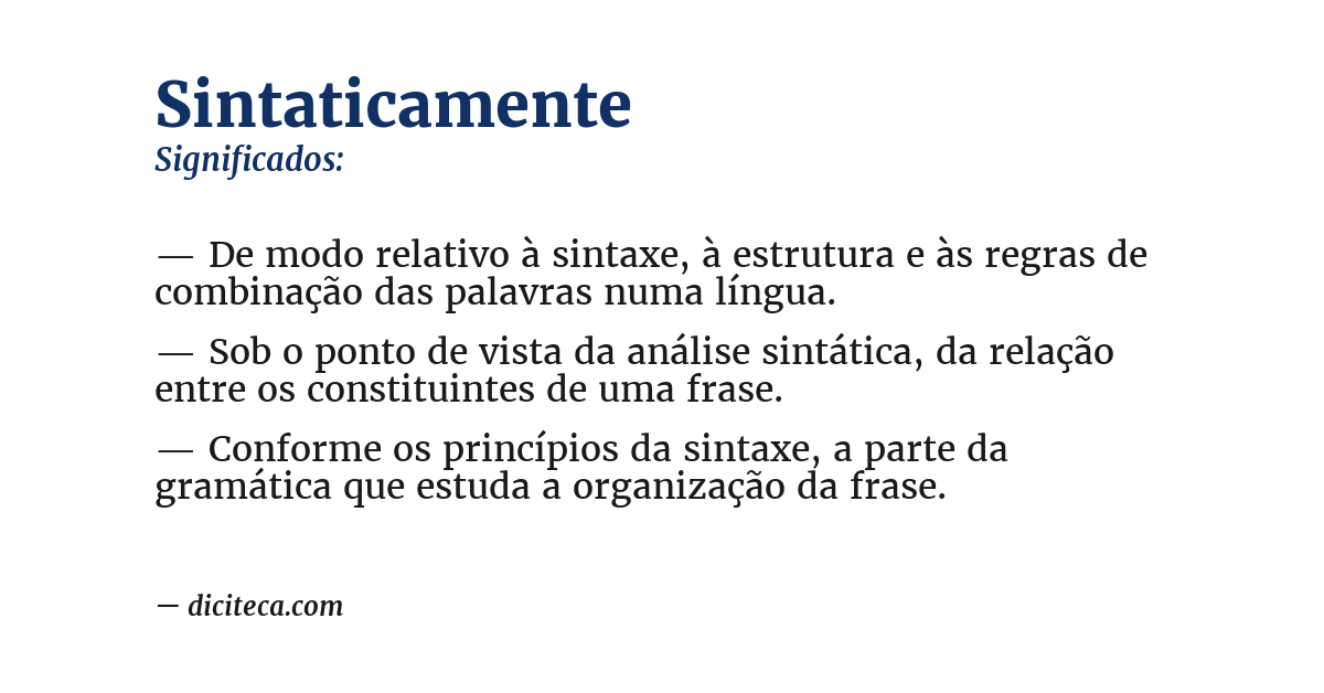 Significado de sintaticamente