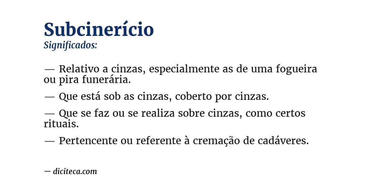 Significado de subcinerício