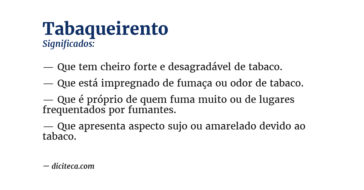 Significado de tabaqueirento