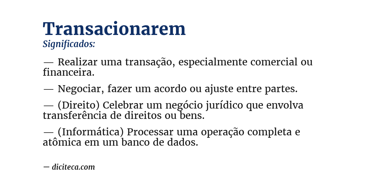Significado de transacionarem