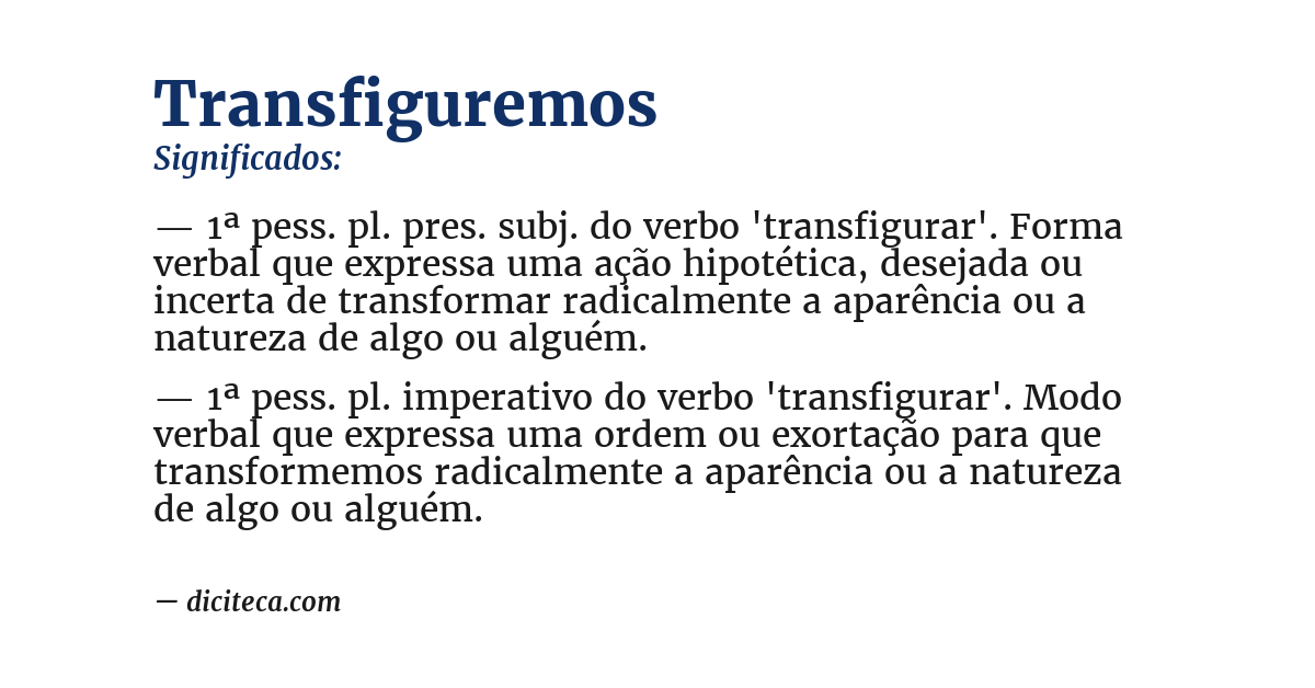 Significado de transfiguremos
