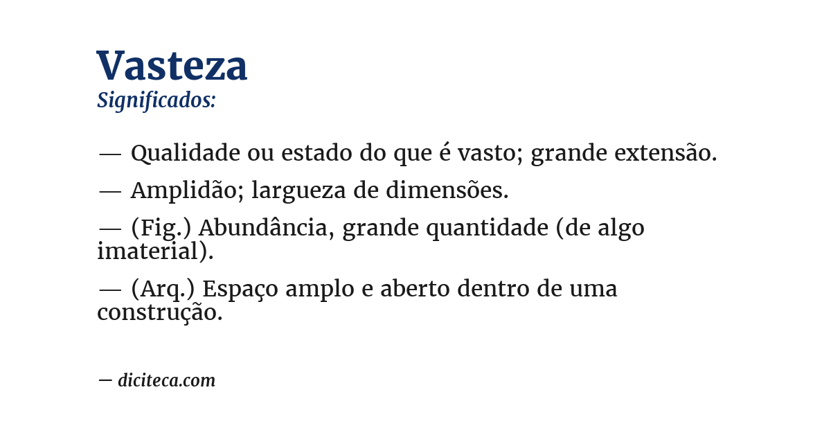 Significado de vasteza