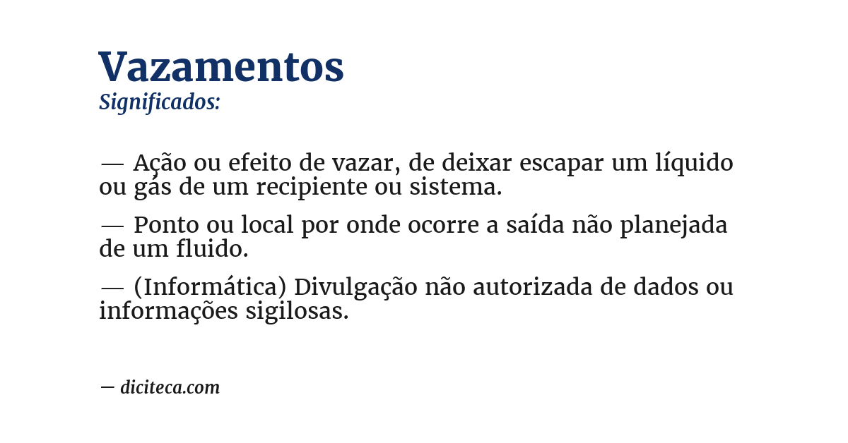 Significado de vazamentos