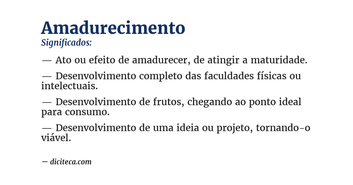 Significado de amadurecimento
