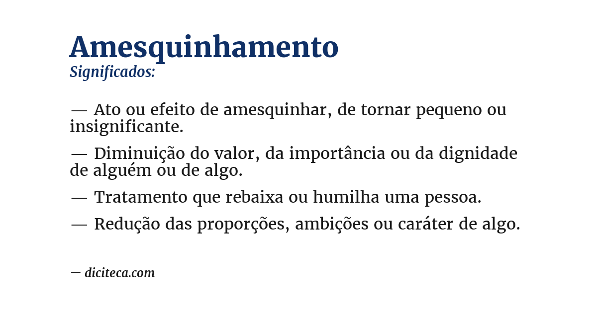 Significado de amesquinhamento