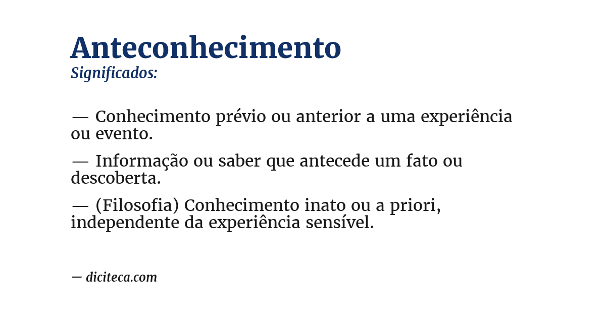 Significado de anteconhecimento