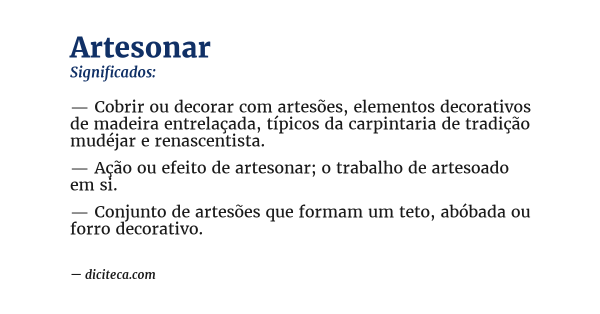 Significado de artesonar