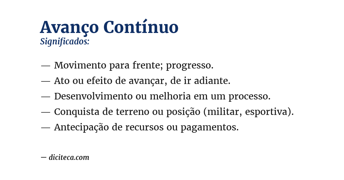 Significado de avanço contínuo