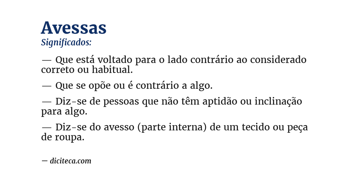 Significado de avessas