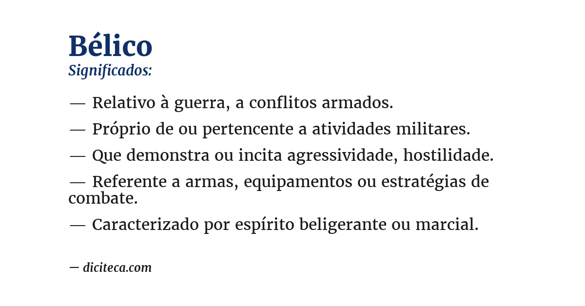 Significado de bélico