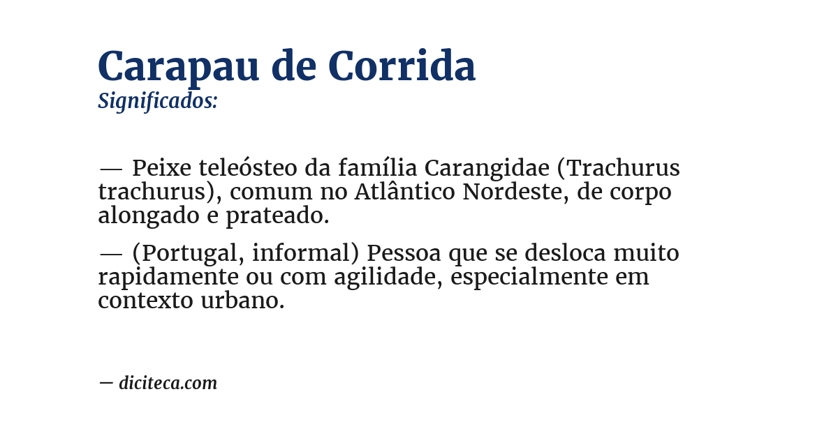 Significado de carapau de corrida