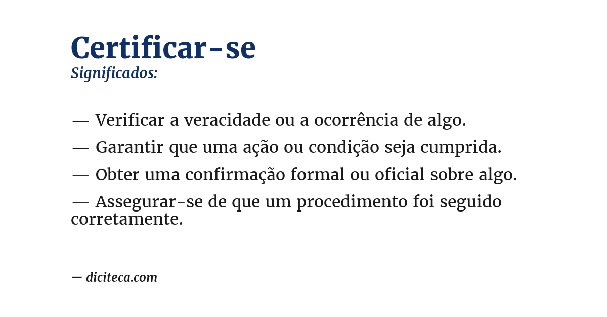 Significado de certificar-se