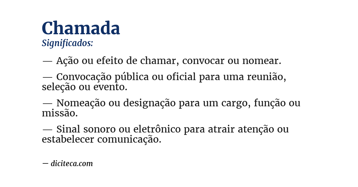 Significado de chamada