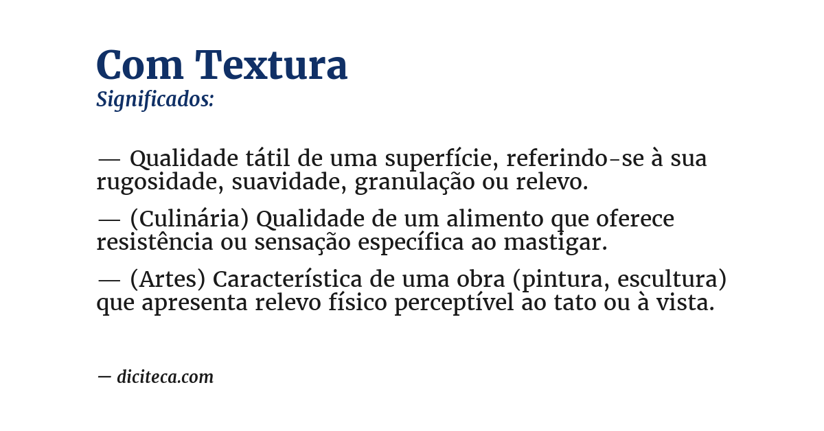Significado de com textura