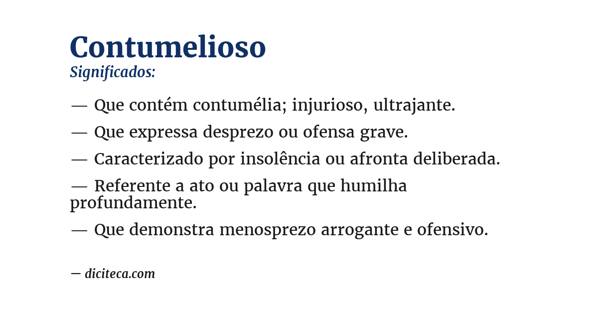 Significado de contumelioso