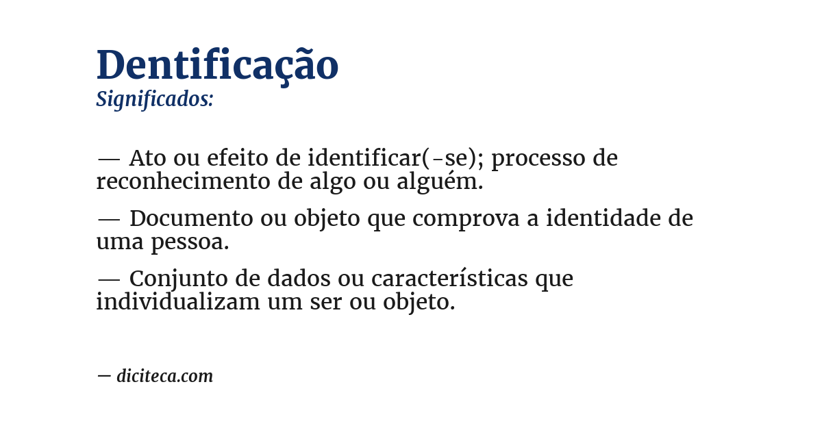 Significado de dentificação