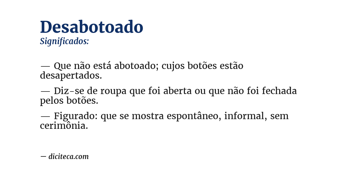 Significado de desabotoado