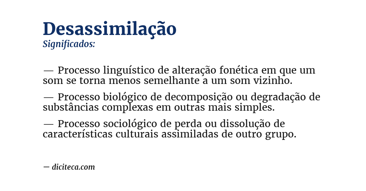 Significado de desassimilação