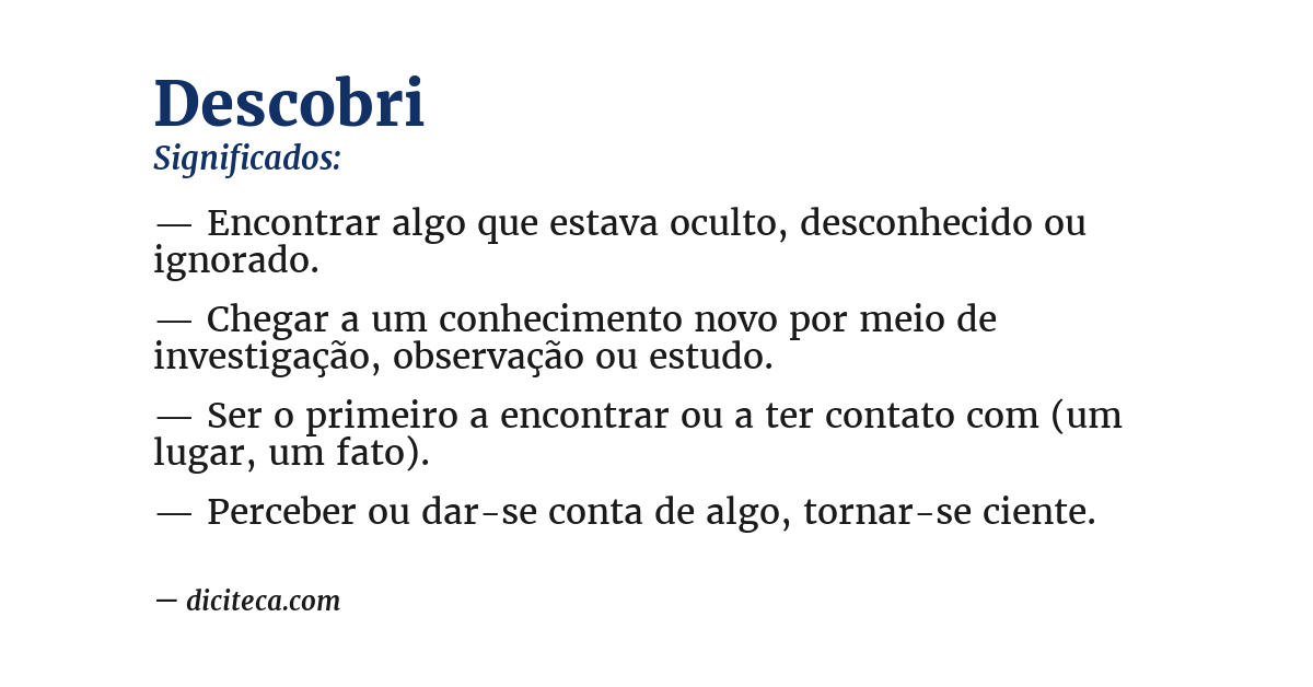 Significado de descobri