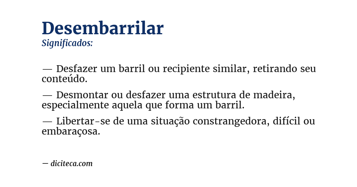 Significado de desembarrilar