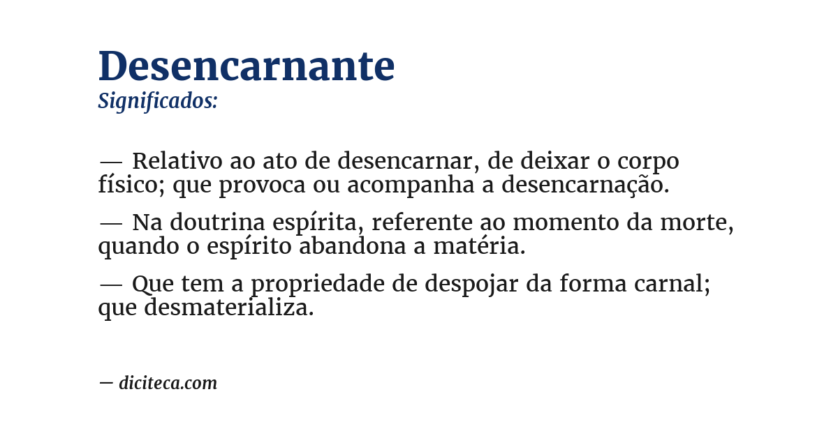 Significado de desencarnante