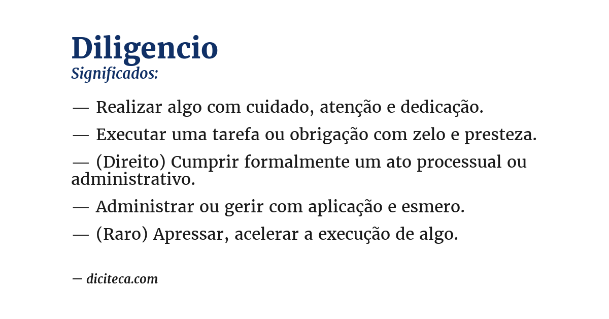 Significado de diligencio