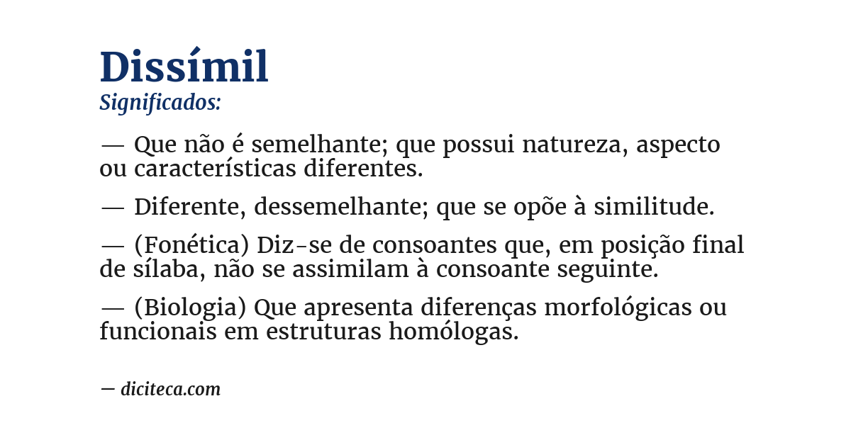 Significado de dissímil