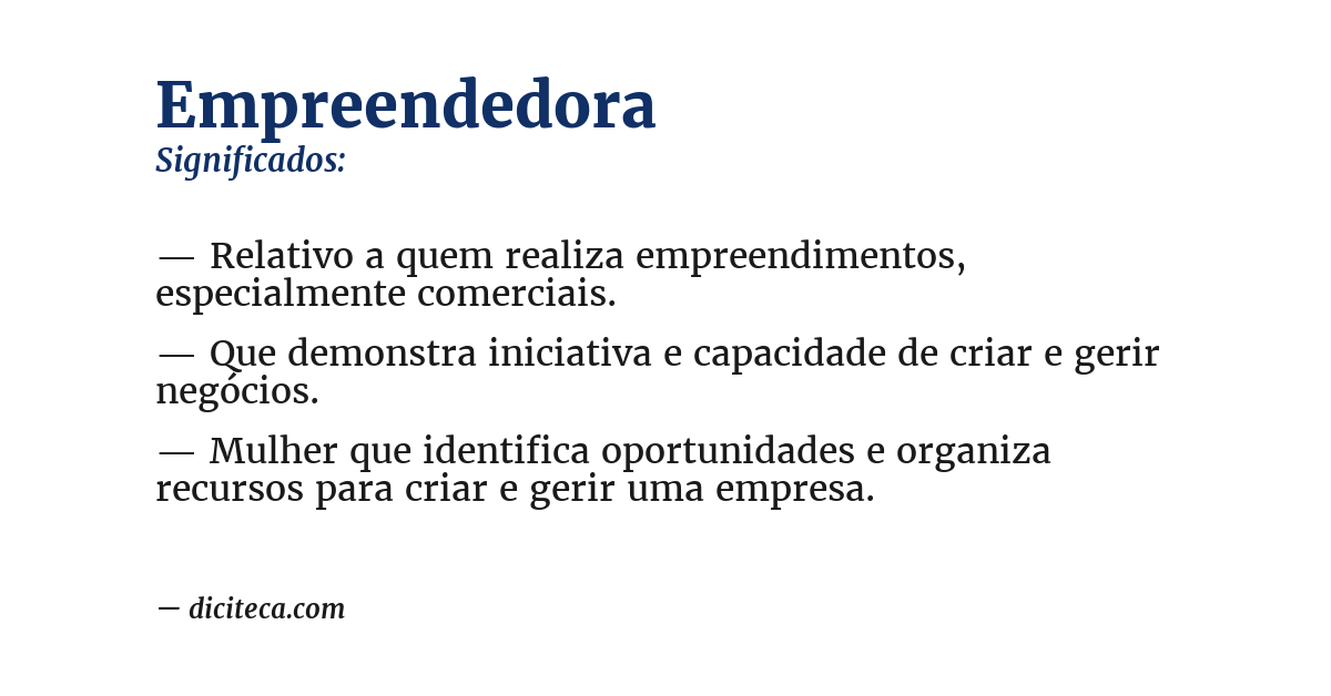Significado de empreendedora