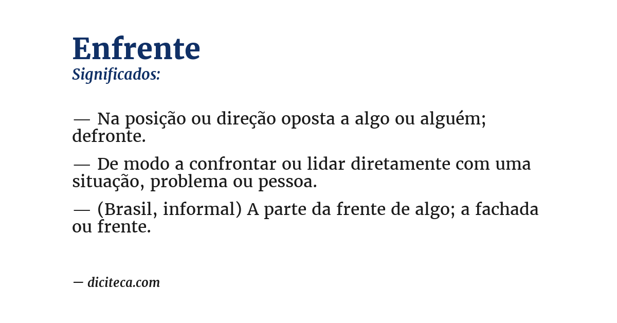 Significado de enfrente
