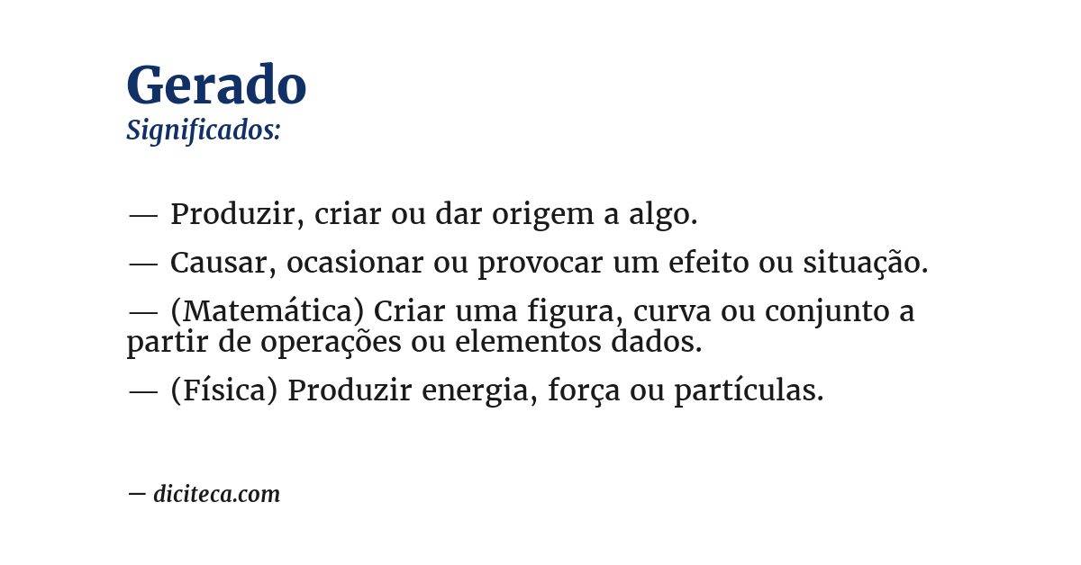 Significado de gerado