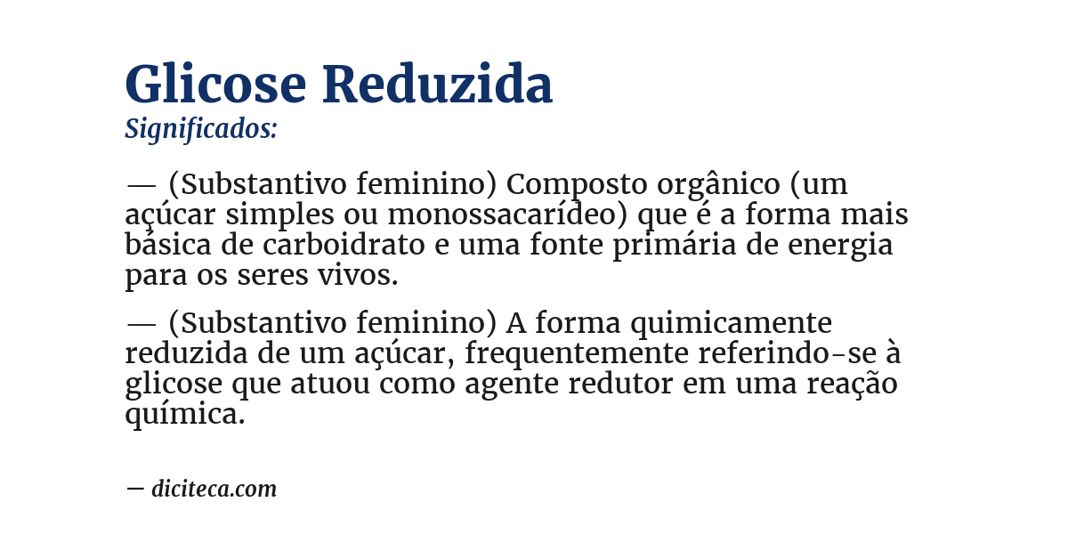 Significado de glicose reduzida