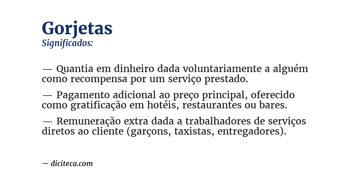 Significado de gorjetas
