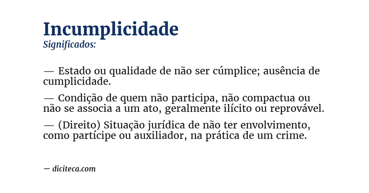 Significado de incumplicidade
