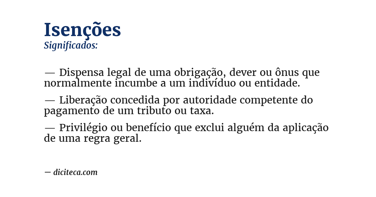 Significado de isenções