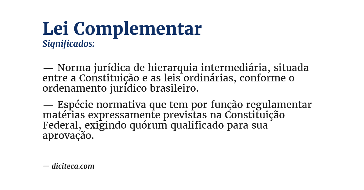 Significado de lei complementar