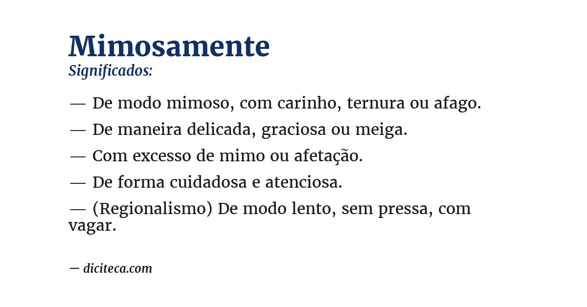 Significado de mimosamente