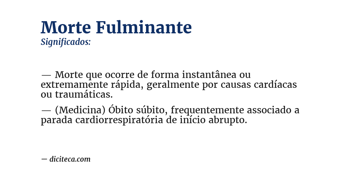 Significado de morte fulminante