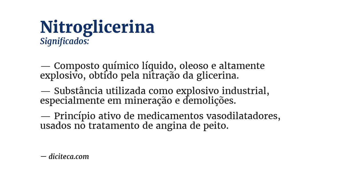 Significado de nitroglicerina