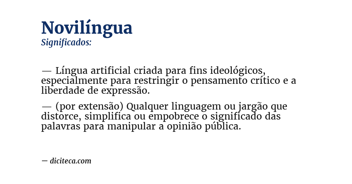 Significado de novilíngua