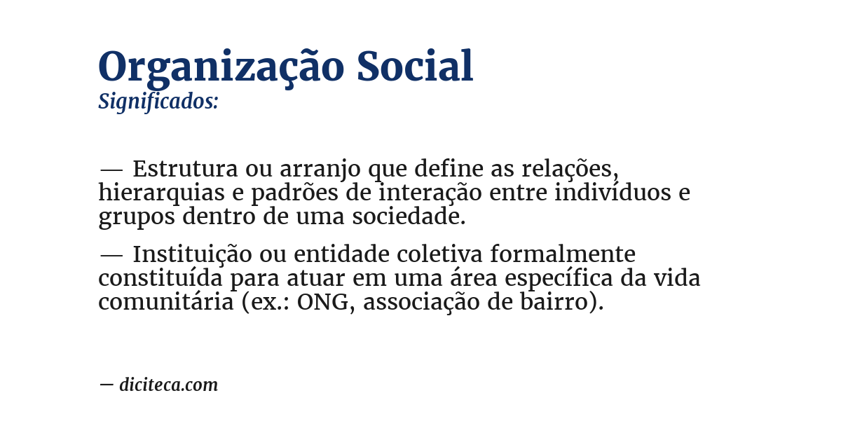 Significado de organização social